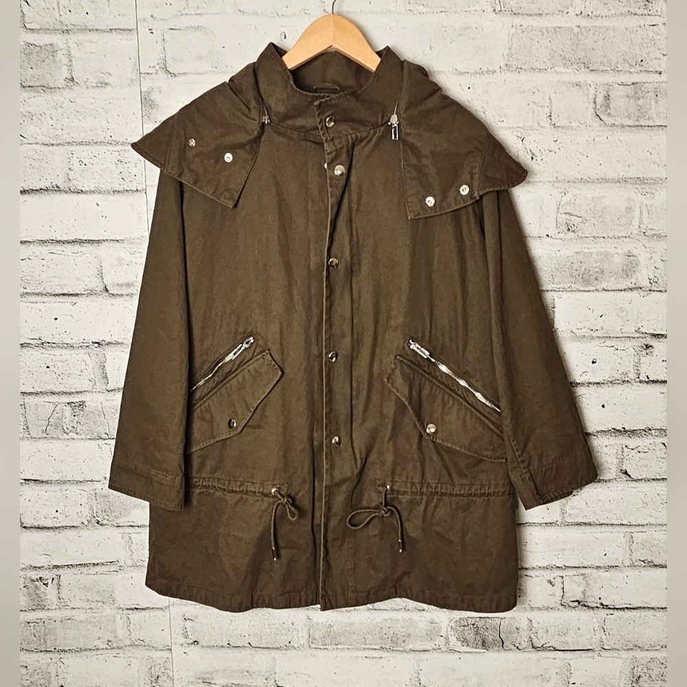 Maje Paris Olive Utility Jacket Hooded Military Safari Coat Size 1